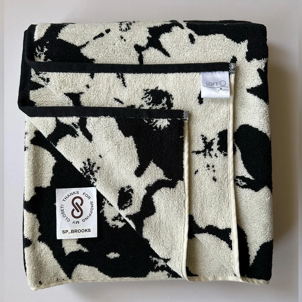 🎁8PC LOFT Bath Towel Set - 8 Pieces - BLACK MILK IN BLOOM